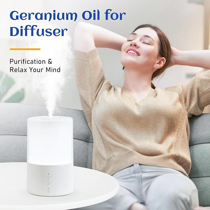 HIQILI Geranium Essential Oil for Diffuser & Skin Care