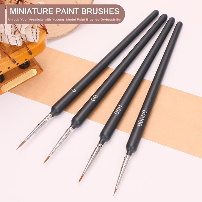 Yoseng Drybrush Set with Miniature Paint Brushes-10 Pc Premium Art Paintbrush Set for Tabletop & Wargames Miniatures,Citadel,Figurine, 40k,Ideal for Detailing - 10 Different Size