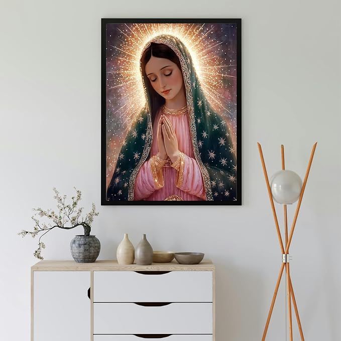 MIRCVSH Virgin Mary Paint by Numbers Kit for Adults,Oil Painting Art by Number Kits for Adult Beginners,DIY Acrylic Paintworks Art Craft for Home Wall Decor Without Frame 16x20 Inch.