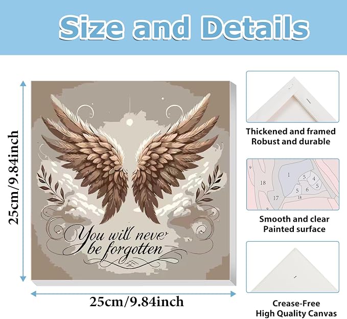 Paint by Numbers Kit for Adults Beginner, Wing Paint by Numbers 10x10 Inch | Framed Paint by Numbers Kit for Adults Beginner with Easel, Acrylic Painting by Numbers, DIY Crafts for Gifts or Home Decor