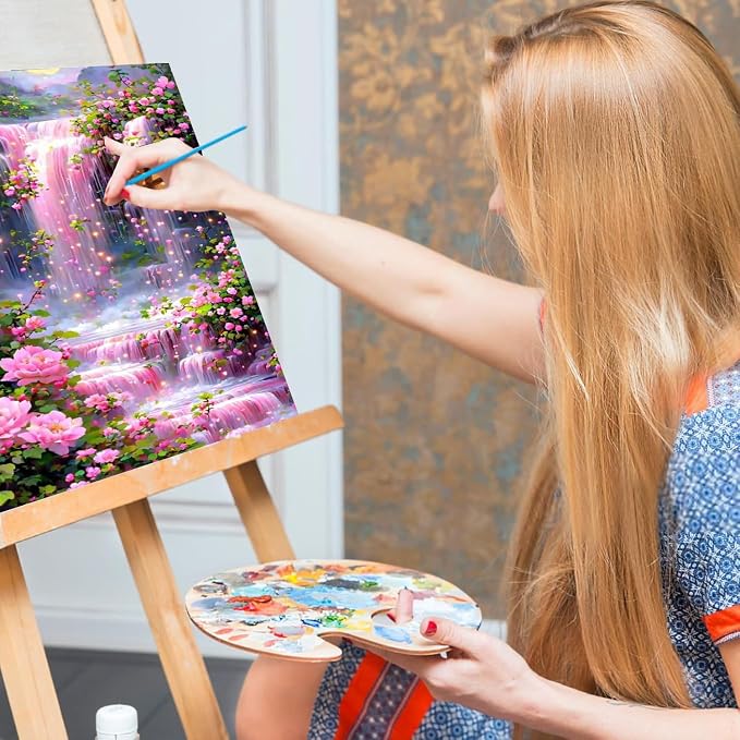 Mrnsiet Paint by Numbers Kit for Adults Beginners, Waterfall Landscape Adult Paint by Numbers on Canvas, Without Frame Acrylic Painting Crafts for Home Decor (16x20inch)
