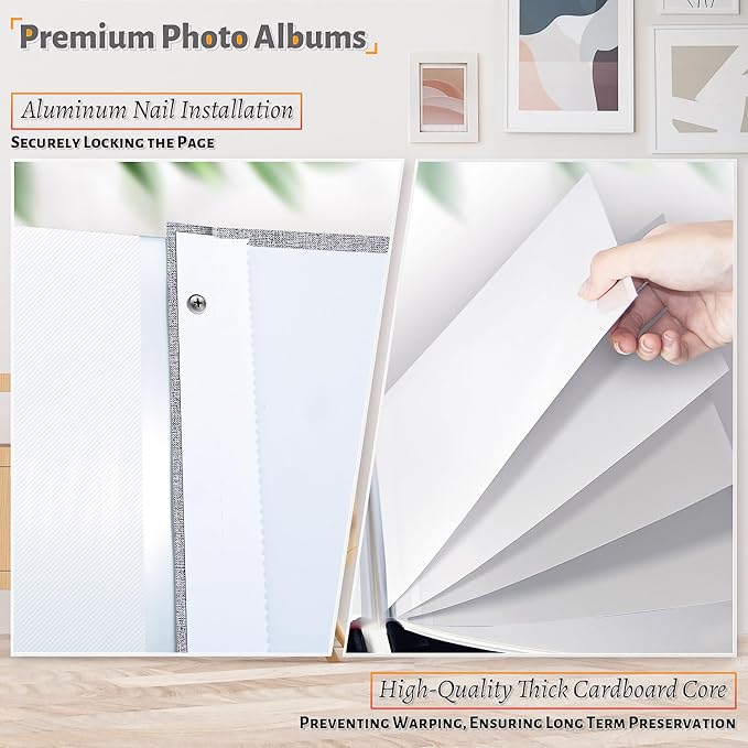 Artfeel Photo Album Self Adhesive Scrapbook,60 Pages Large Photo Book for 4x6,5x7,8x10 Pictures,DIY Album for Baby Wedding Family Travel Birthday,with Metallic Pen and Scraper