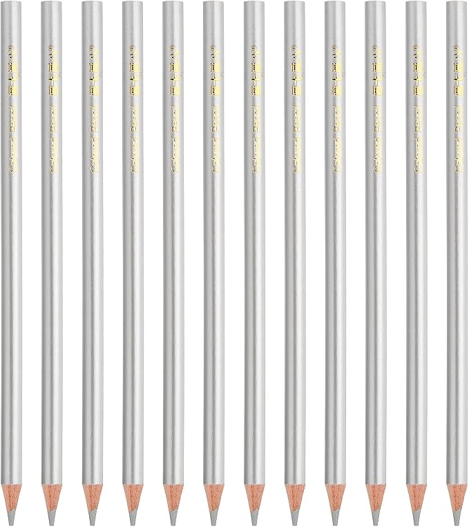 PATIKIL Silver Colored Pencils Set,12 Pcs Oil Color Pencils Wooden Coloring Drawing Pencil for Artists Art Painting | Wooden Coloring Drawing Pencil for Artists Art Painting Office Home Beginner