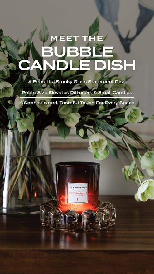 Alice Lane Home Collection Original Smoky Glass Small Bubble Candle Dish | Votive and Candle Plate, Diffuser Base, Wax Catcher, Decorative Tray, Jewelry Catchall, Decorative Tabletop Accent