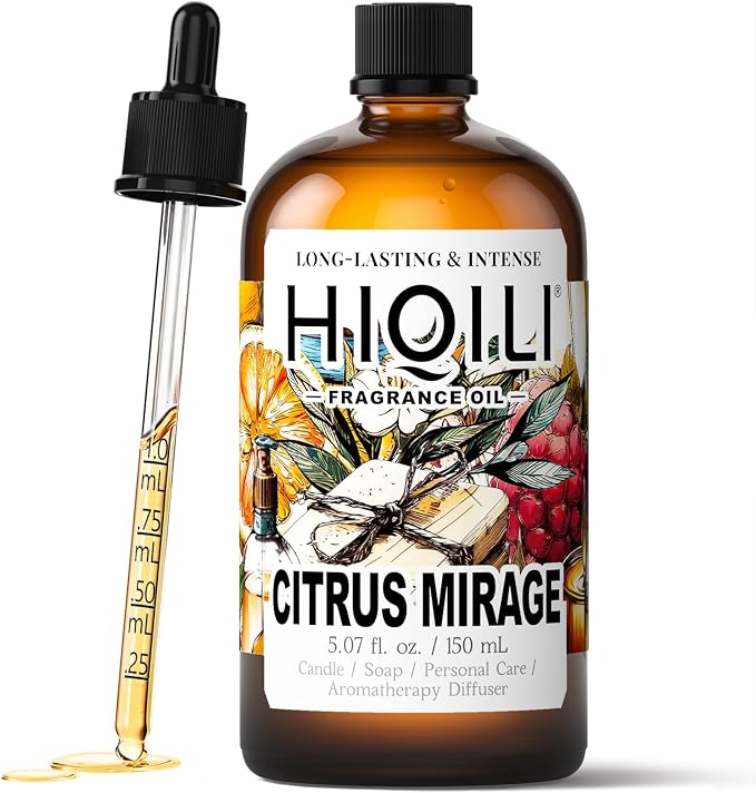 HIQILI Citrus Mirage Fragrance Oil for DIY Candle & Skin Care - 5.07 Fl Oz