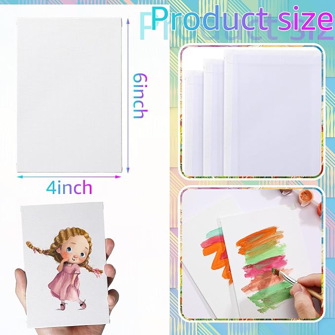 Moinchore 100 Pcs 4 x 6 Inch Mini Painting Canvas Panels Bulk Tiny Art Canvases for Painting Panels Cotton Blank White Small Canvas Acid Free Boards for Watercolor Acrylic Oil Paint