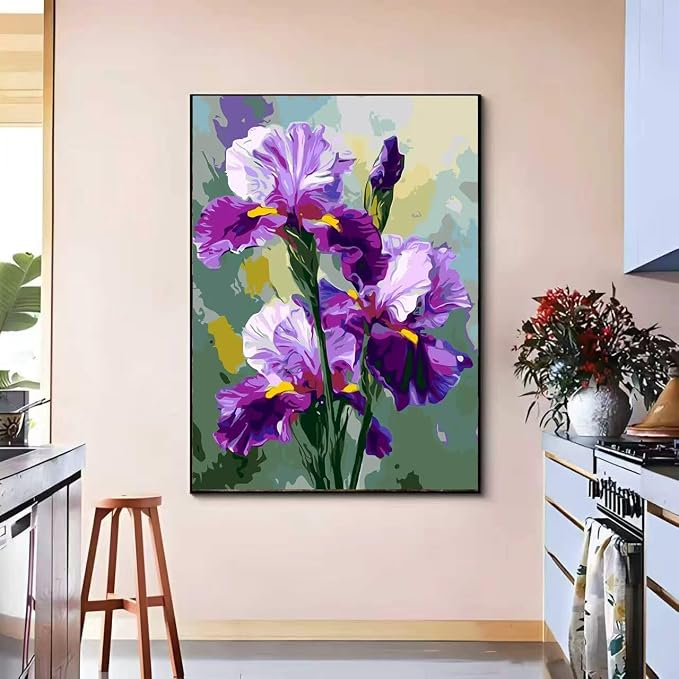 OJTOYART Lris Paint By Numbers Kit for Adults, Wall Decor 16 x 20 inch | color by numbers for adults,paint canvas,DIY Easy Acrylic Watercolor Oil Colorful Home Wall Crafts