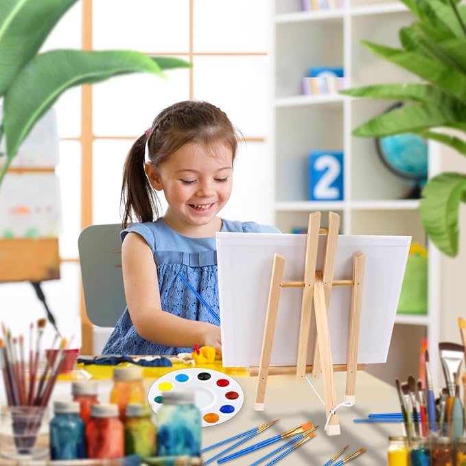 AROIC 8 Pack 15 Inch Wood Easels, Easel Stand for Painting Canvases | Art, and Crafts, Tripod, Painting Party Easel, Kids Student Table School Desktop, Portable Canvas Photo Picture Sign Holder