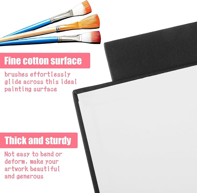24PCS 8x8 Inch Black Canvas Panels, Small Canvas Boards for Painting, Cotton Canvas Panels for Oil Acrylic Watercolor Paint
