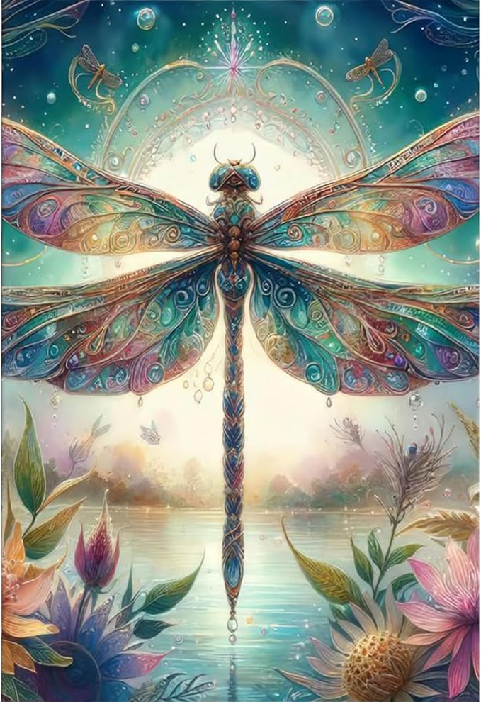 Vintage Dragonfly Paint by Numbers Kit for Adults Beginner (Without Frame)