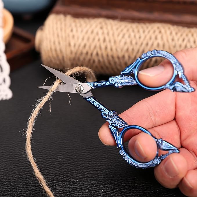 YOUGUOM Embroidery Scissors, Small Sharp Pointed Detail Shears | for Sewing, Crafting, Needlework, Cross Stitch, Yarn, Thread Cutting, 4.6in, Blue, Little Bird DIY Tools