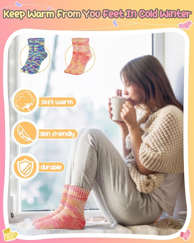 Katech Knitting Kit for Beginner Adults W/Socks Step-by-Step Instruction | 4 Pcs Socks Yarn Knitting Kit w/ Knitting Needles, Beginner Knitting Kit for Learn to Knit Sock Kits Gift Blue-orange