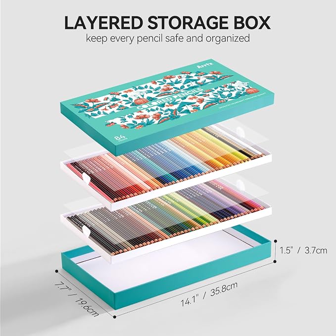 Arrtx 84 Colored Pencils, Soft Core, 5.0mm Thick Lead
