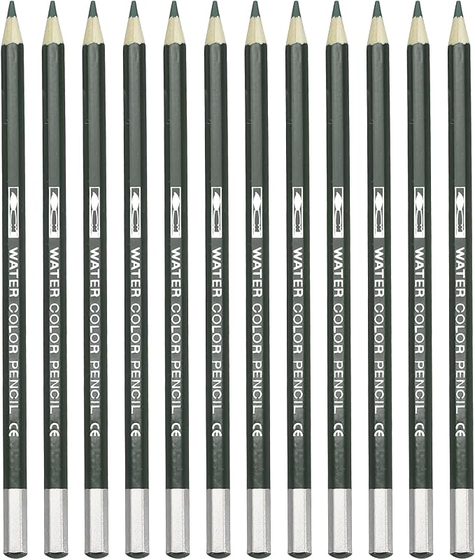 PATIKIL Watercolor Pencil, 12Pcs Water Soluble Pencils for Blending, Coloring, Sketch Drawing, Painting, Dark Green