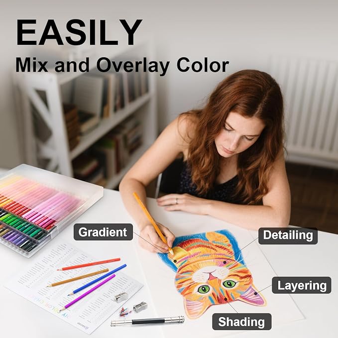 96 Colored Pencils for Adult Coloring Books, Drawing Coloring Pencils for kids, Soft Core Colored Pencil with Sharpener for Coloring, Drawing, Sketching