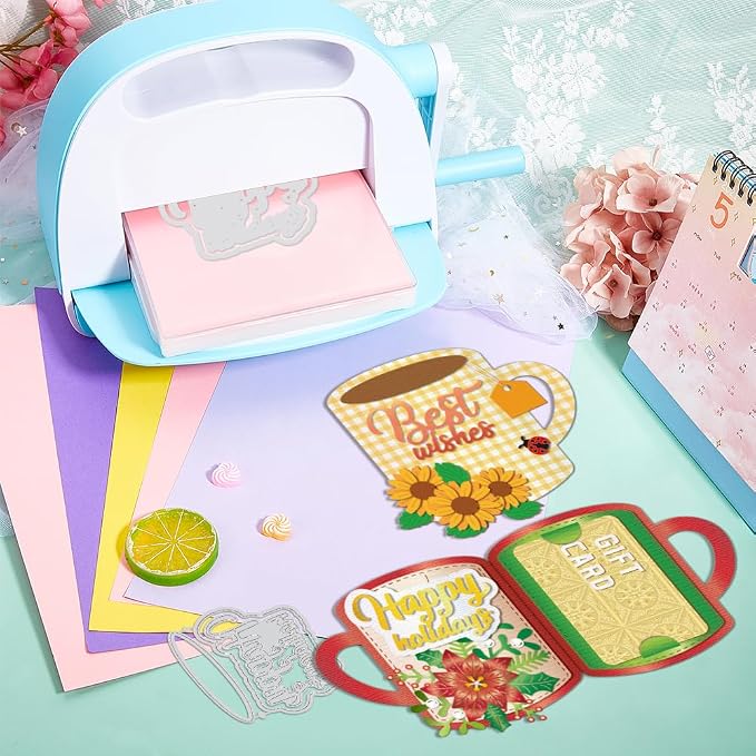 GLOBLELAND Cup Gift Card Holder Cutting Dies for Card Making Coffee Tea Cup Cut Die for DIY Scrapbooking Journal Embossing Paper Craft Decor