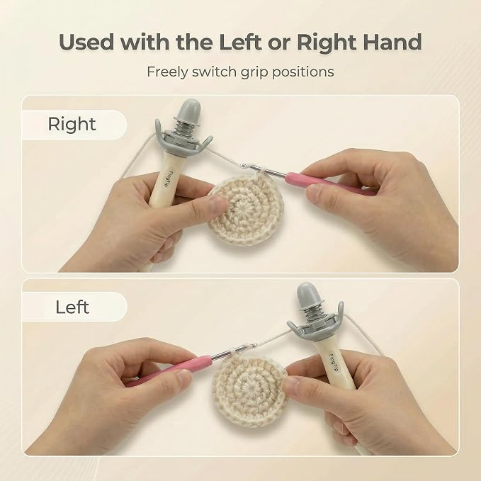 FingTip Crochet Tension Tool Kits for Beginner, Ergonomic Yarn Guide Holder, Comfort Grip Handle for Left & Right Hander, Portable Crochet Accessories Gifts for Crocheters & Knitters