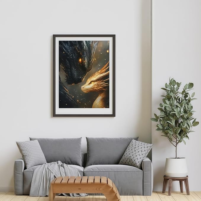 5D Diamond Painting Kits for Adults, Dragons Diamond Art Kits 12x16 in | DIY Full Round Drill Animal Diamond Dot Kits Gem Art Painting for Home Wall Decor Present