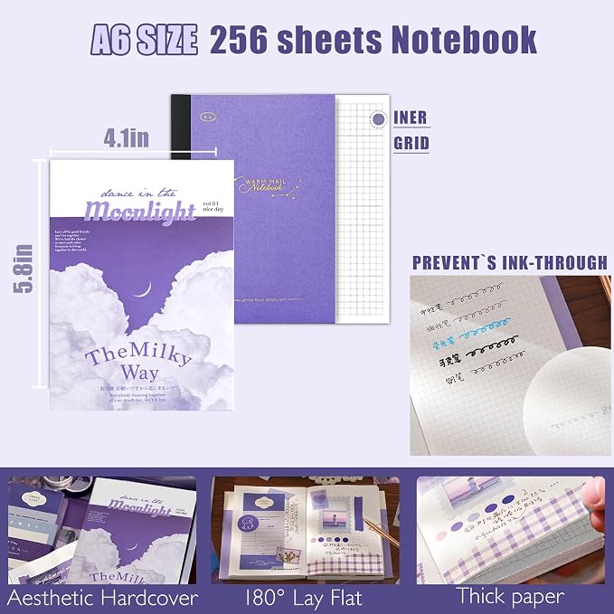 Scrapbooking Supplies Kit, A6 Grid Notebook, Vintage Junk Journaling Kit