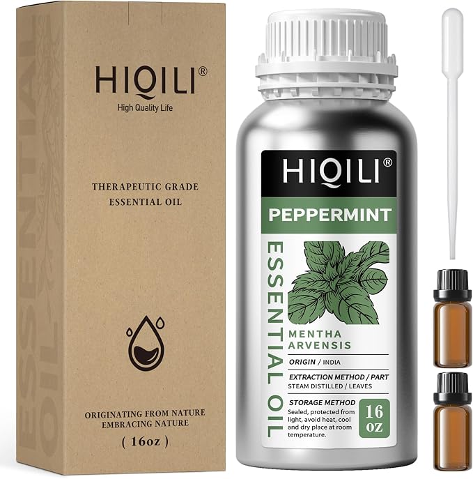 HIQILI Peppermint Essential Oil for Freshening Air, Hair Care & DIY