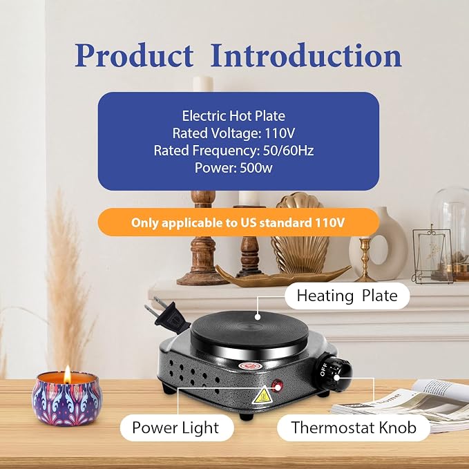 SAEUYVB Candle Making Kit/Supplies with Electric Hot Plate(Silver Gray) | Wax Melter for Candle Making,Candle Making Supplies for Beginners with Pouring Pot,Hot Plate,Instruction Manual and More