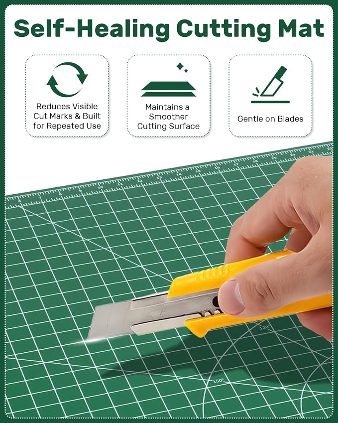 Self Healing Cutting Mat, 23" x 35", Large Double-Sided Rotary Cutting Mat for Sewing, Quilting, Scrapbooking, Fabric & Craft Cutting Board, (A1), Green