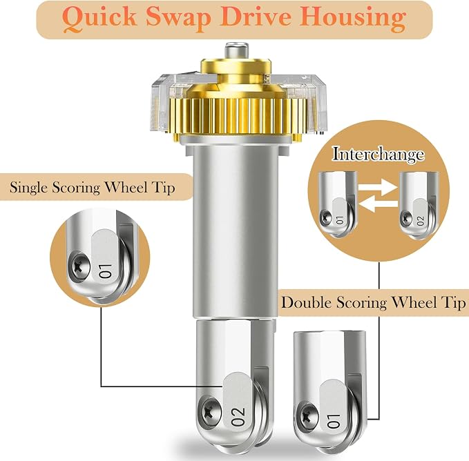 Scoring Wheel Combo Pack Tool, Scoring Wheel Compatible with Maker Machine, Single Scoring Wheel Tip+Double Scoring Wheel Tip and Drive Housing,for Making Cards,3D Home Decor Etc
