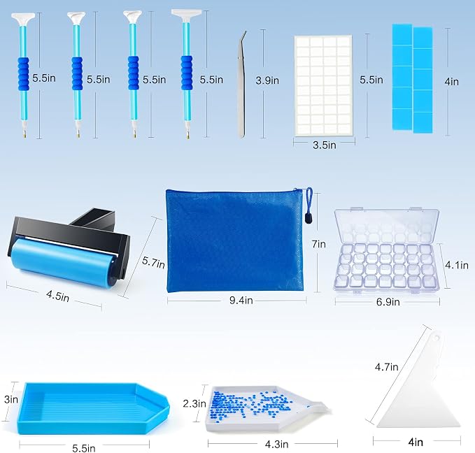 Diamond Painting Accessories,Diamond Painting Tools with Cute Blue Roller and Diamond Embroidery Box for DIY Diamond Painting Art