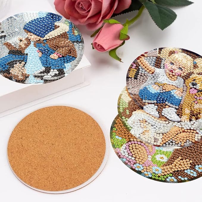 Diamond Art Kits for Adults Beginners, 8 Pcs Diamond Painting Coasters Kits