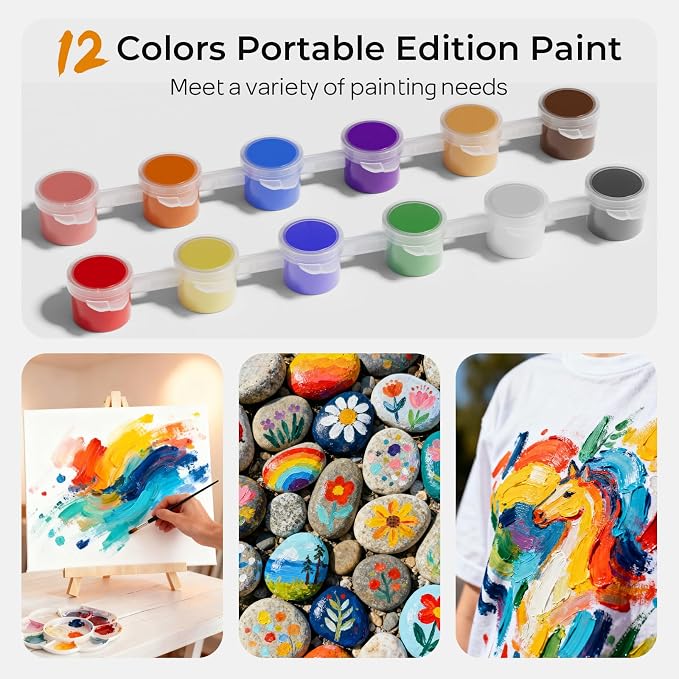 Nicpro 10 Pack Mini Acrylic Paint Set,12 Colors Acrylic Paints Strips