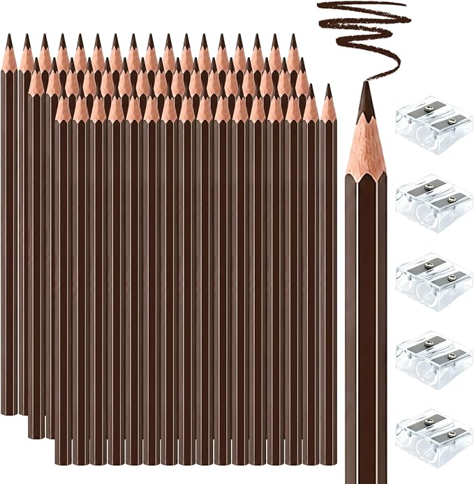 50 PCS Brown Colored Pencils, Pre-sharpened Professional Wooden Art Pencils Set for Artists Painting | Premium Drawing Sketching Supplies