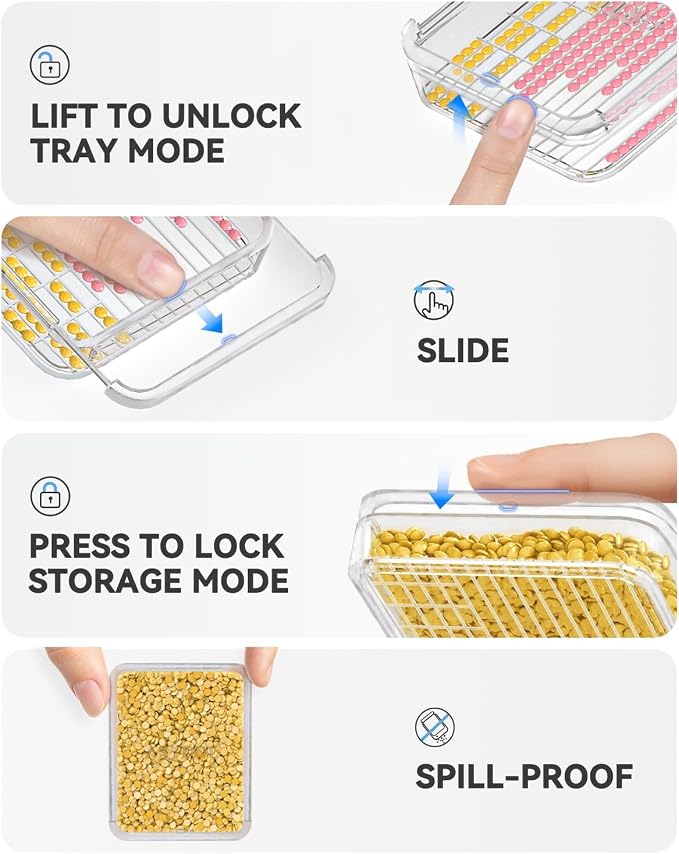 ARTDOT 15-Piece Diamond Art Storage Trays Kits for Adults with Lids, 2-in-1 Stackable Diamond Painting Accessories and Tools