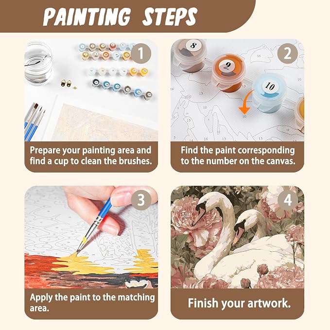 XTCIXAL Paint by Numbers Kit for Adults, Swan, 16X20 Inch | DIY Paint by Number for Adults Beginner, High-Definition Color Canvas, Stress Relief, Home Wall Decor, Gifts, Unframed