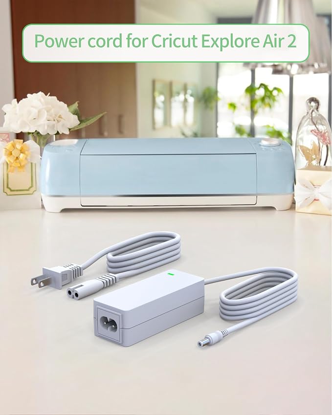 Power Cord for Cricut Explore air 2, Expression 2, Explore Air, Explore One Create Mini Original Replacement for Cricut KSAH1800250T1M2 Cutting 18V Charger Power Supply (White)