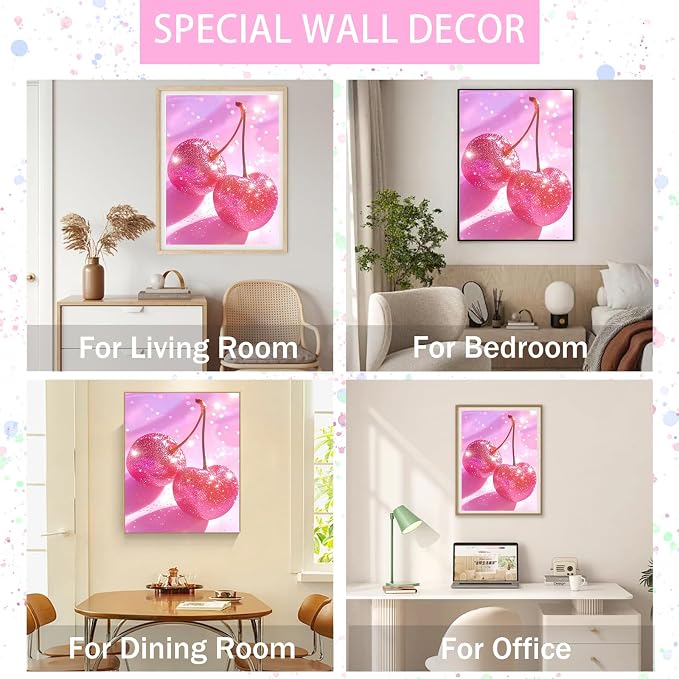 Gamteldot Cherry Diamond Art Kits for Adults-5D Diamond Painting Kits with Complete DIY Tools,Full Drill Diamond Dots Gem Art Crafts for Adults,Perfect Home Wall Decor and Gift-12x16in