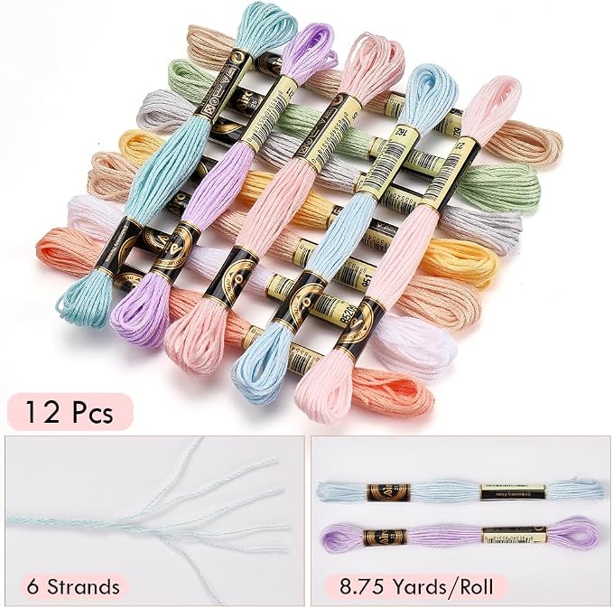 12 Skeins 105 Yards Macaron Pink Embroidery Thread for Knitting