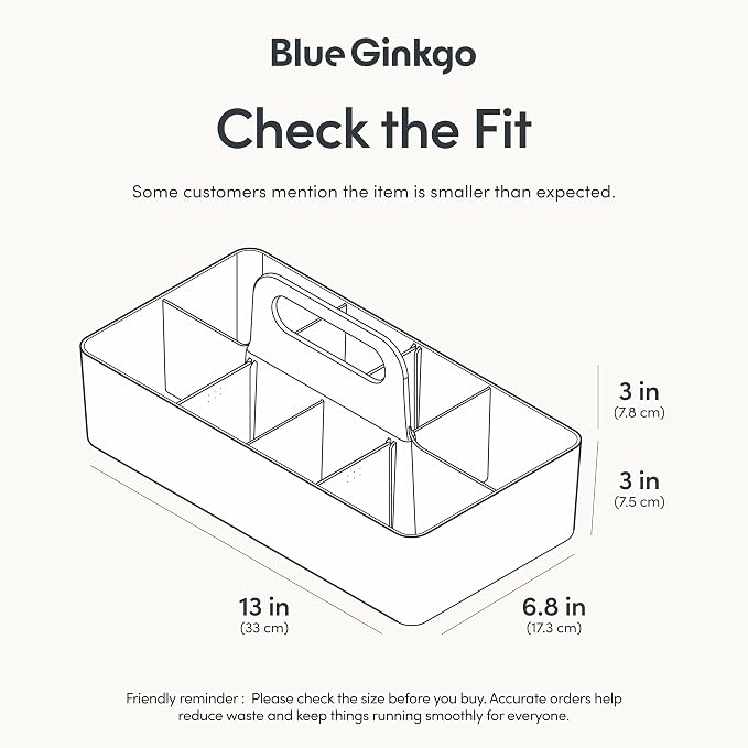 BLUE GINKGO Stackable Organizer Caddy, Long, White, Made in Korea