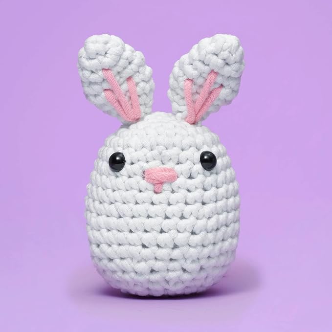 The Woobles Crochet Kit for Beginners (JoJo the Bunny) | As seen on Shark Tank, Kit includes: Easy Peasy Yarn, pre-started piece, hook, safety eyes, stuffing, video tutorials
