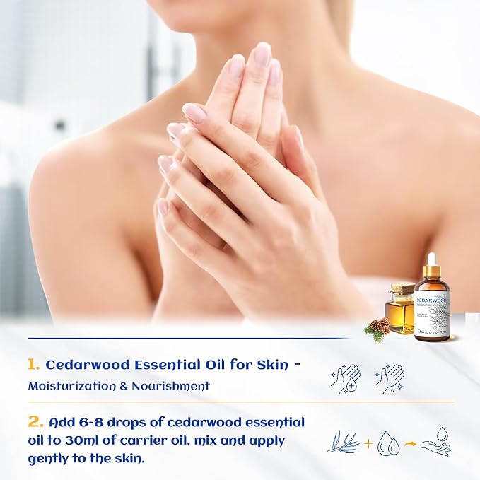 HIQILI Cedarwood Essential Oil for Hair, Skin & Diffuser