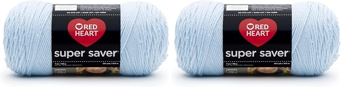 RED HEART Light Blue Super Saver Yarn, 2 Pack