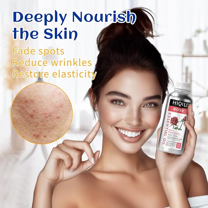 HIQILI Rose Essential Oil Large Capacity for Skin Care & Body Massage