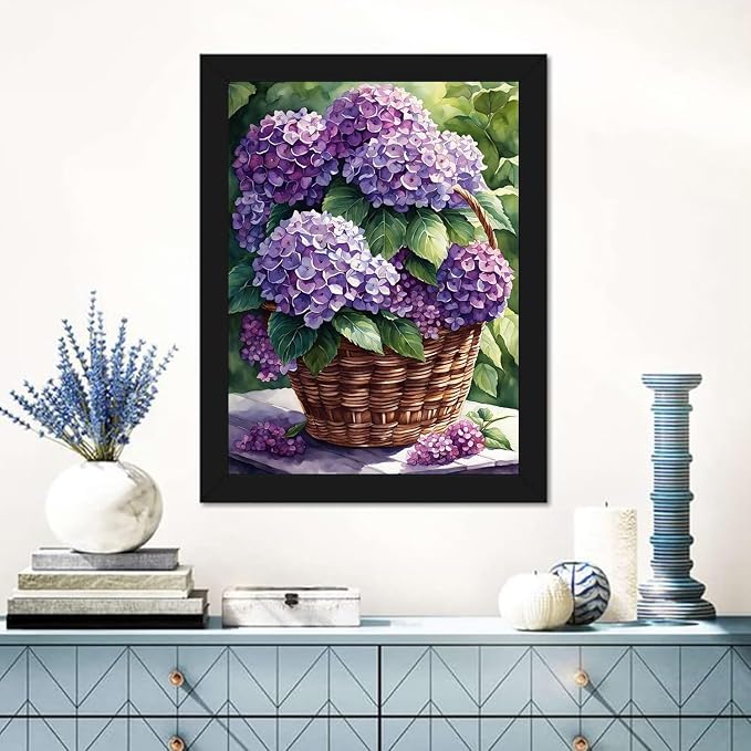 Diamond Art Kits for Adults,Hydrangea Flowers Diamond Painting Kits 12x16in