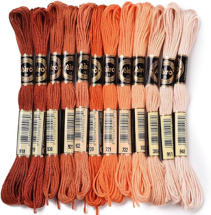 12 Skeins Orange Gradient Embroidery Thread Floss for Jewelry