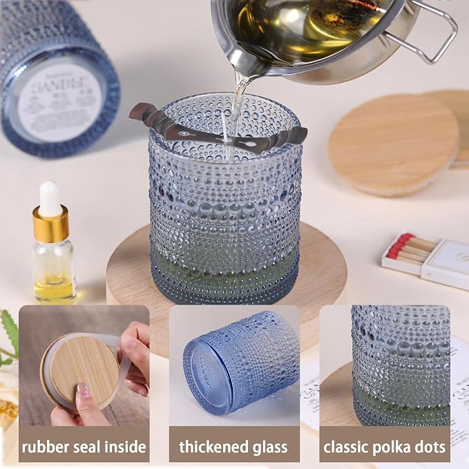 DARJEN 8 Pcs 14oz Glass Candle Jars with Lids, Candle Containers Tins-Blue | 14oz Capacity, Thick Heat-Resistant Glass, Safe for Hot Wax Pouring, Ideal for DIY & Gifts