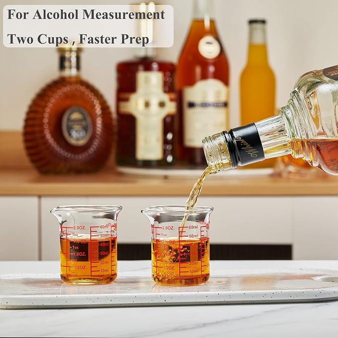 Ackers BORO3.3 2 oz Glass Measuring Cups with V-Shaped Spout, 2 Pack