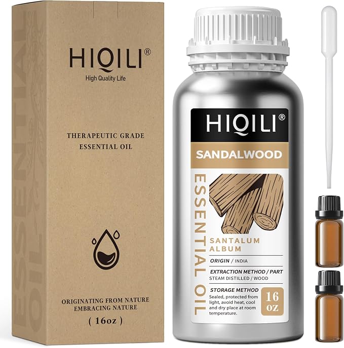 HIQILI Sandalwood Essential Oil Long-Lasting Scent for Skin Care & Diffuser