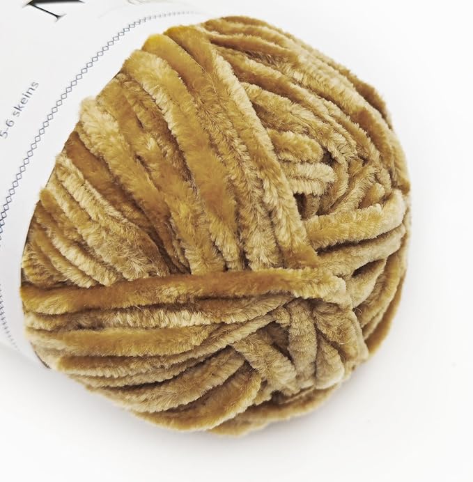 NICEEC 3 Skeins Soft Chenille Yarn 3 x85m (3X 93yds, 3X 50g)_Light Brown