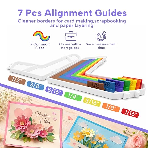 7 Pcs Paper Crafting Alignment Guides Set with Size Tabs