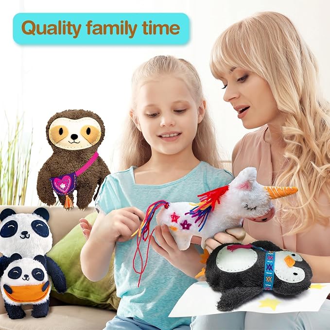 Avenir My First Sewing Kit for Kids 6-8, Sloth Stuffed Animal Craft Set