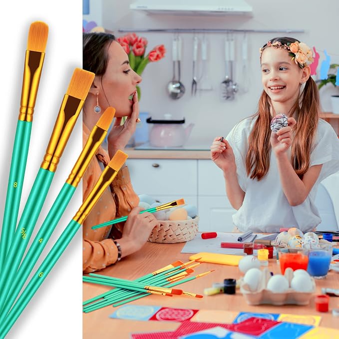 Artstorys Paint Brushes Set, 30 Pcs Acrylic Oil Watercolor Painting Brushes | Artist Paintbrushes (Nylon Hair Wood Handles) for Adult Drawing, Great for Face, Rock & Canvas, Arts Craft Supplies, Green